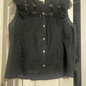 Calypso St. Barth Black Button-Down Blouse
